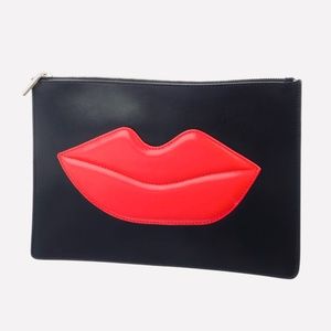 Alice+Olivia Leather Lips Pouch